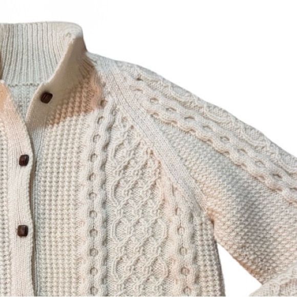 Vintage Irish Fisherman Style Cable Knit Wool Cardigan - Picture 2 of 4